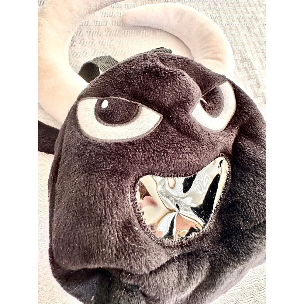 Jordi Nogues‎ Badtoro Black Plush Bull Mini Backpack Y2K Goth Emo Barcelona